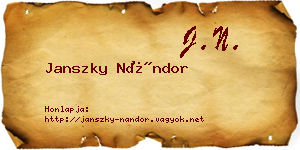 Janszky Nándor névjegykártya