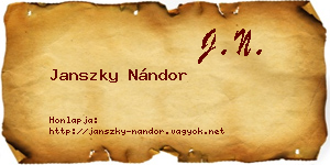 Janszky Nándor névjegykártya